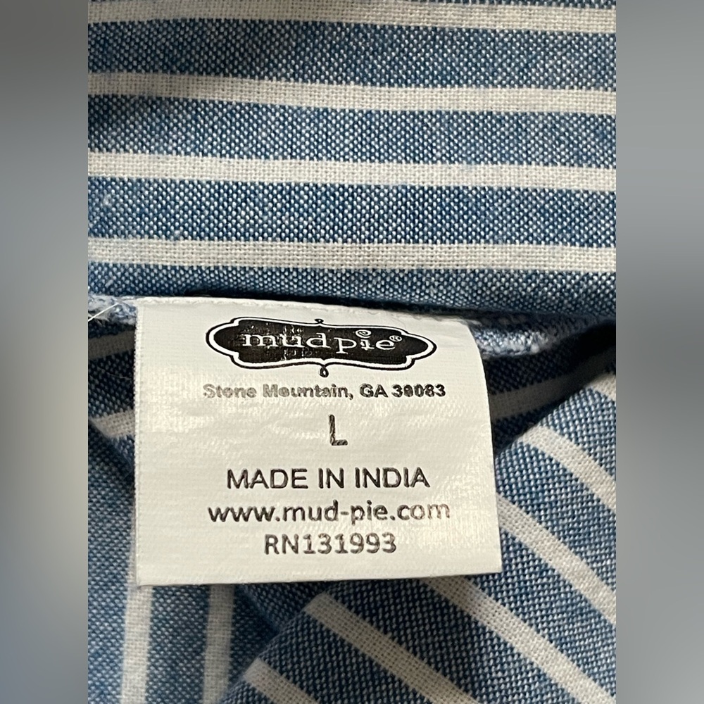 Mud Pie Blue and White Striped Cotton Fabric - Picture 5 of 7
